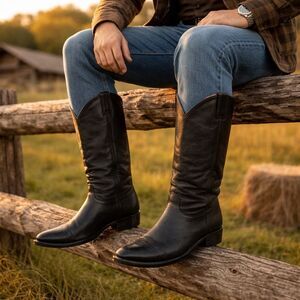 Boulet Cowboy Boots – Black Leather | Size 12 EEE Wide | Made in Canada 🇨🇦